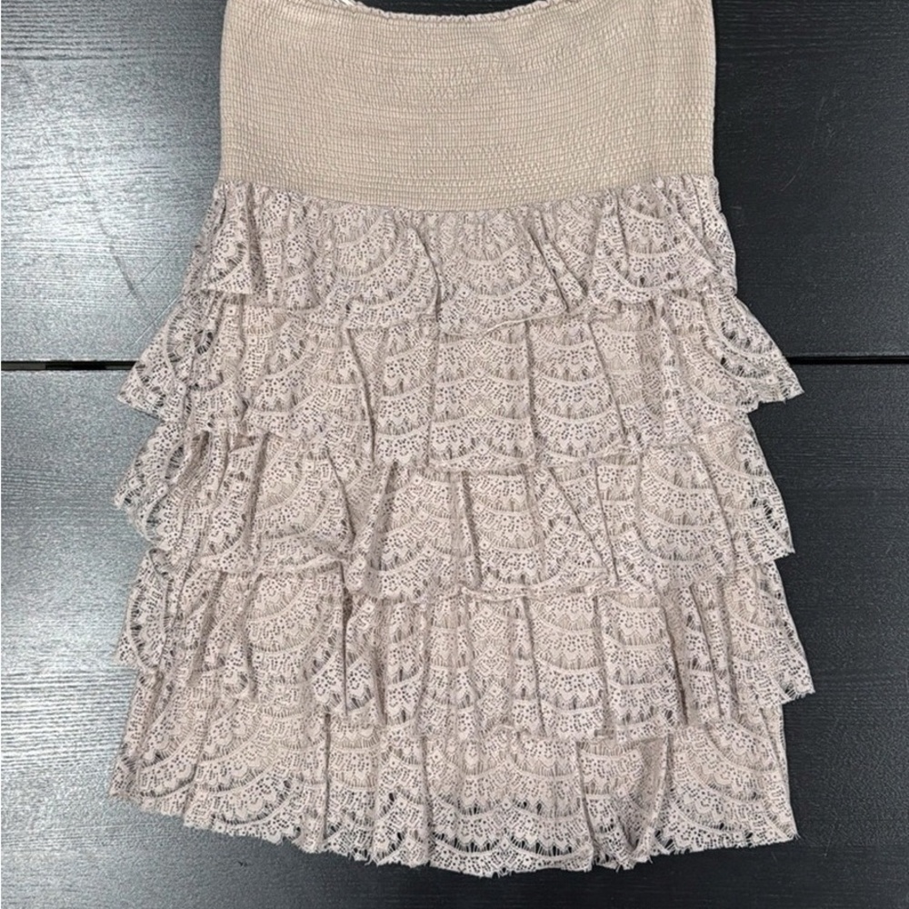 Forever 21 Beige Lace Ruffle Mini Skirt